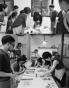 Printmaking(silkscreen)workshop in Gallery Factory.2014